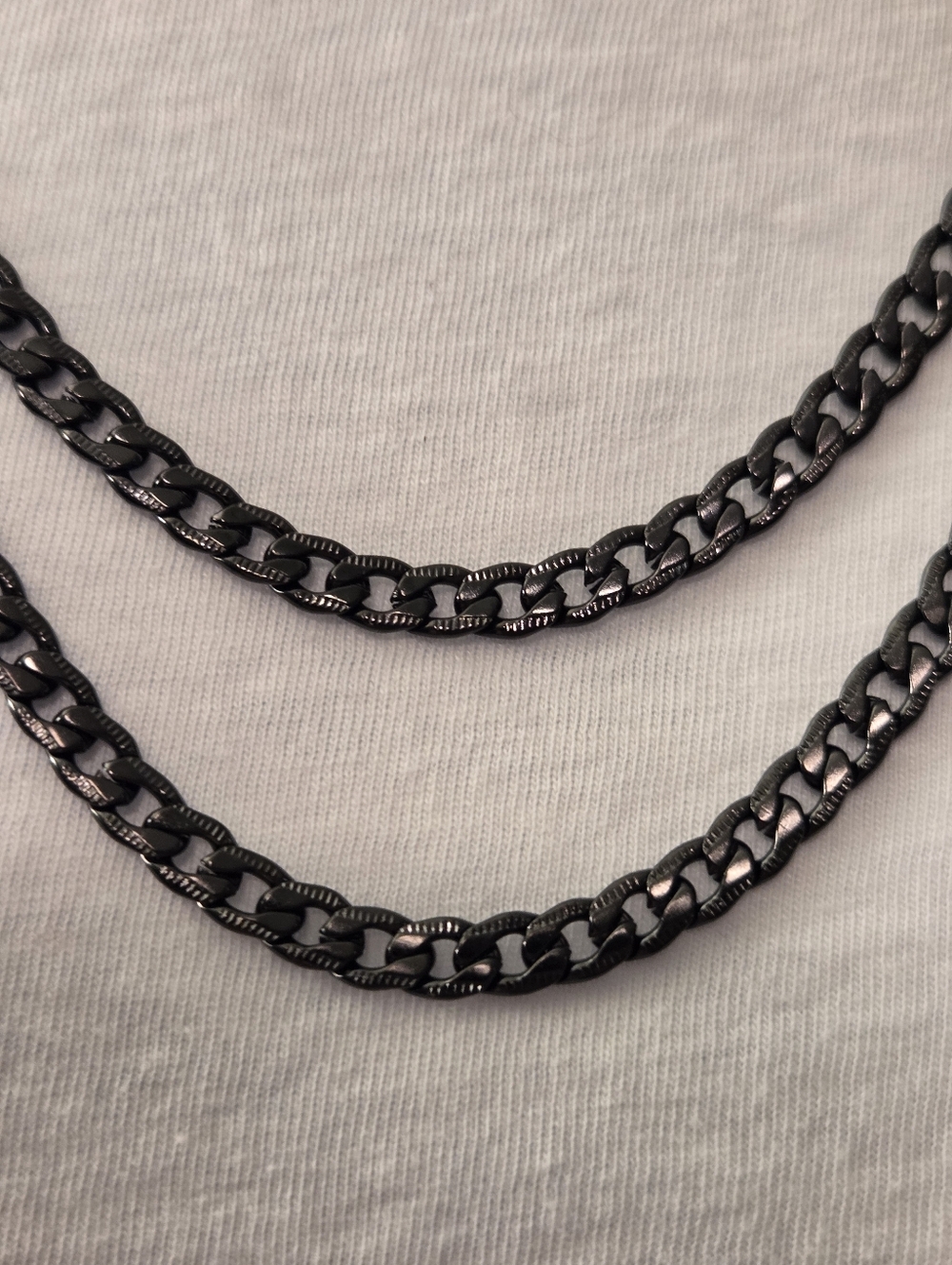 SET OF 2 BLACK CUBAN LINK NECKLACES